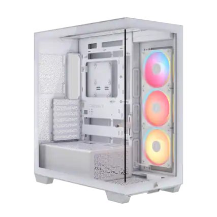 Front. CORSAIR - 3500X LX-R RGB iCUE LINK Mid-Tower PC Case - White.