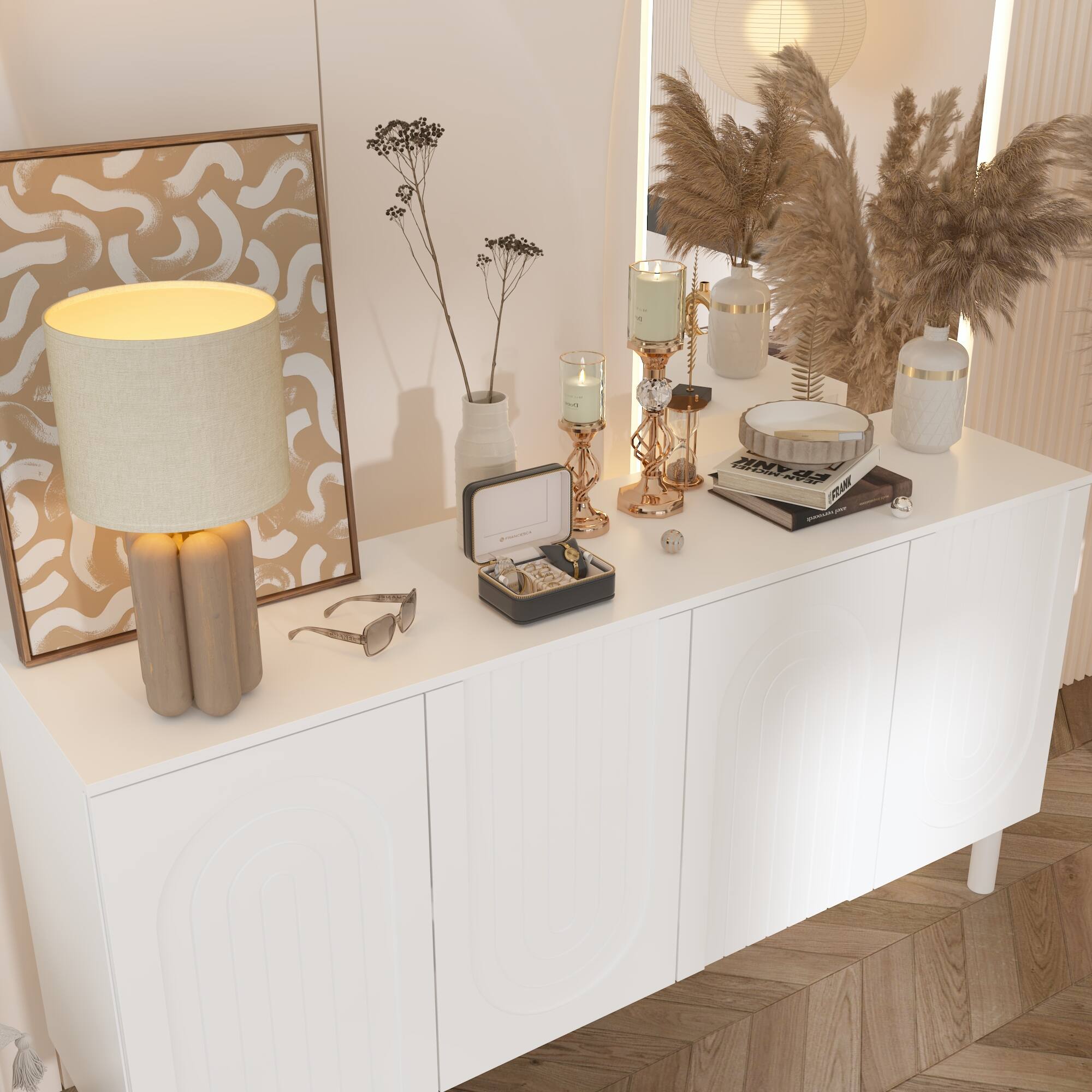 Alt View 6. FUFU & GAGA - FUFU&GAGA Versatile White Storage Cabinet - Multi - Scenario Elegance - White.