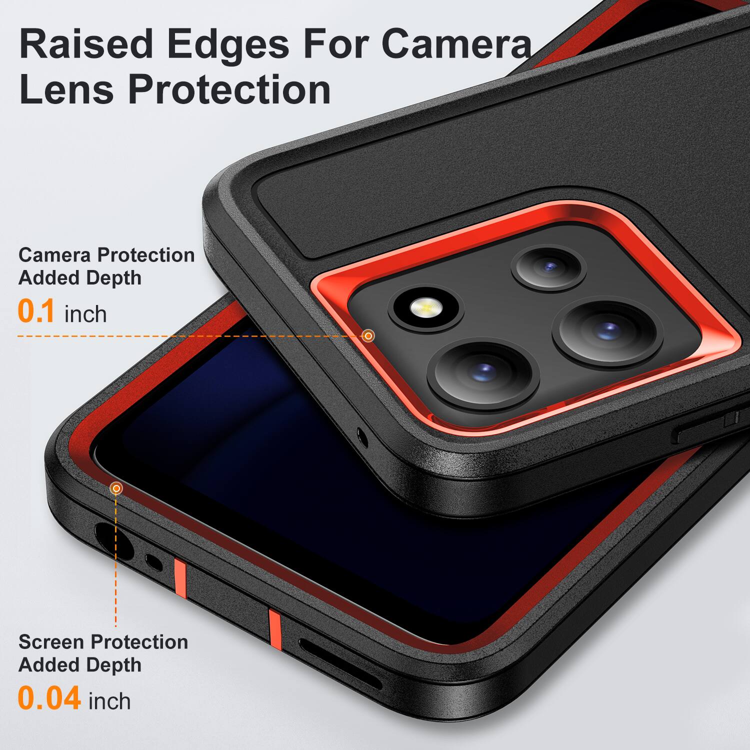 Raised Edges For Camera Lens Protection  
Camera Protection Added Depth 0.1 inch  
Screen Protection Added Depth 0.04 inch