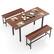 Front. Costway - 3 Piece Dining Table Set for 4-6 63"Kitchen Table with 2 Benches Metal Frame Walnut - Walnut.