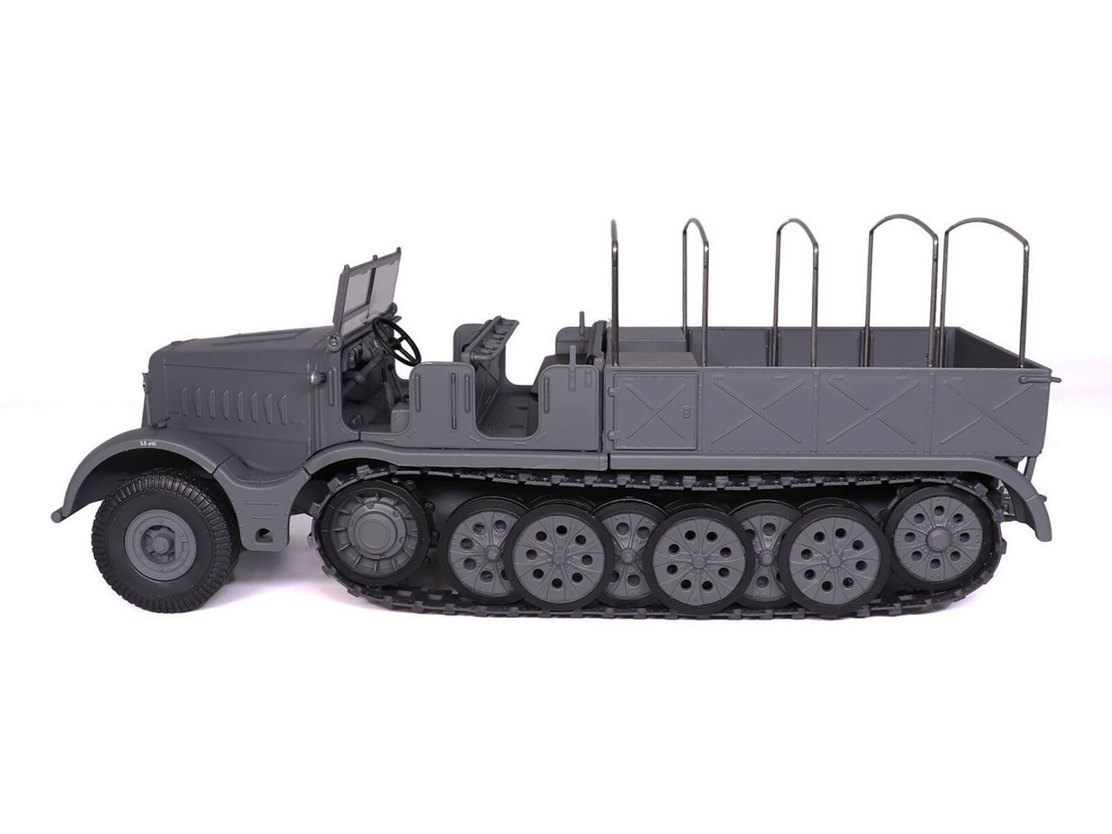 Angle. Militaria Die Cast - Sd.Kfz. 9 18-Ton FAMO AFV Gray "German Army" 1/43 Diecast Model by Militaria Die Cast - Grey.