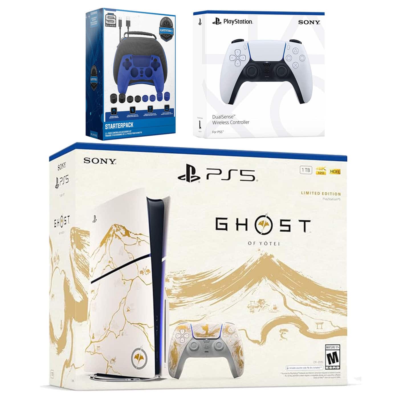 PlayStation 5 Ghost of Yotei Disc Bundle + Extra Controller, Accessory Kit - PlayStation 5