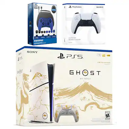 Sure, here is the corrected and grouped text from the image:
---
**PlayStation SONY**
**Min B41 x STARTERPACK**
**1 DualSense Wireless Controller For PS5**
**SONY 215 PS5 1T8 HOR 0 LIMITED EDITION**
**Parttationts HOS & GHOST GH ST OF YOTEI**
**CF-206**
---
**PlayStation**
**SONY**
**DualSense™ Wireless Controller**
**For PS5™**
---
**SONY**
**PS5**
**LIMITED EDITION**
**1TB**
**4K**
**HDR**
**GHOST OF YOTEI**
**BHO5T**
**M**
**PEGI 16**
**PEGI**
**PEGI**
**PEGI**
**PEGI**
**PEGI**
**PEGI**
**PEGI**
**PEGI**
**PEGI**
**PEGI**
**PEGI**
**PEGI**
**PEGI**
**PEGI**
**PEGI**
**PEGI**
**PEGI**
**PEGI**
**PEGI**
**PEGI**
**PEGI**
**PEGI**
**PEGI**
**PEGI**
**PEGI**