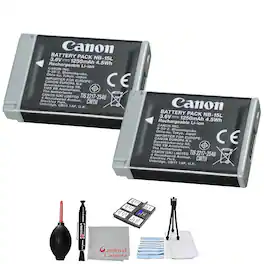 2-Pack Canon NB-15L Lithium-Ion Battery Pack Bundle (Bulk Packaging) with Microfiber Cloth