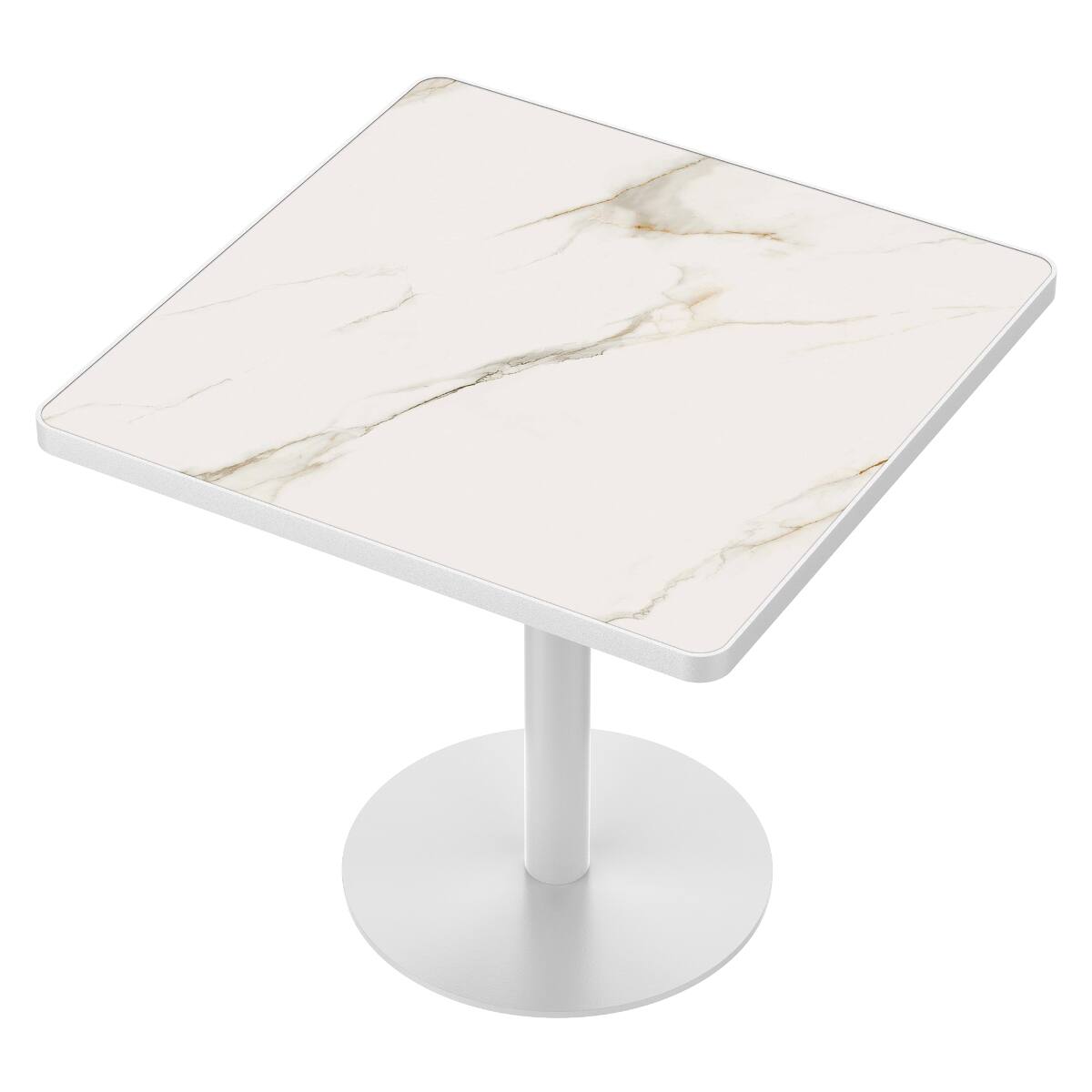 Left. Loheer - Loheer White Sintered Stone Dining Table, Square Marble Look Tabletop for Small Spaces - White.