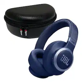 JBL - LIVE 770NC Wireless Over Ear Noise Cancelling Headphone Bundle with gSport Case - Blue