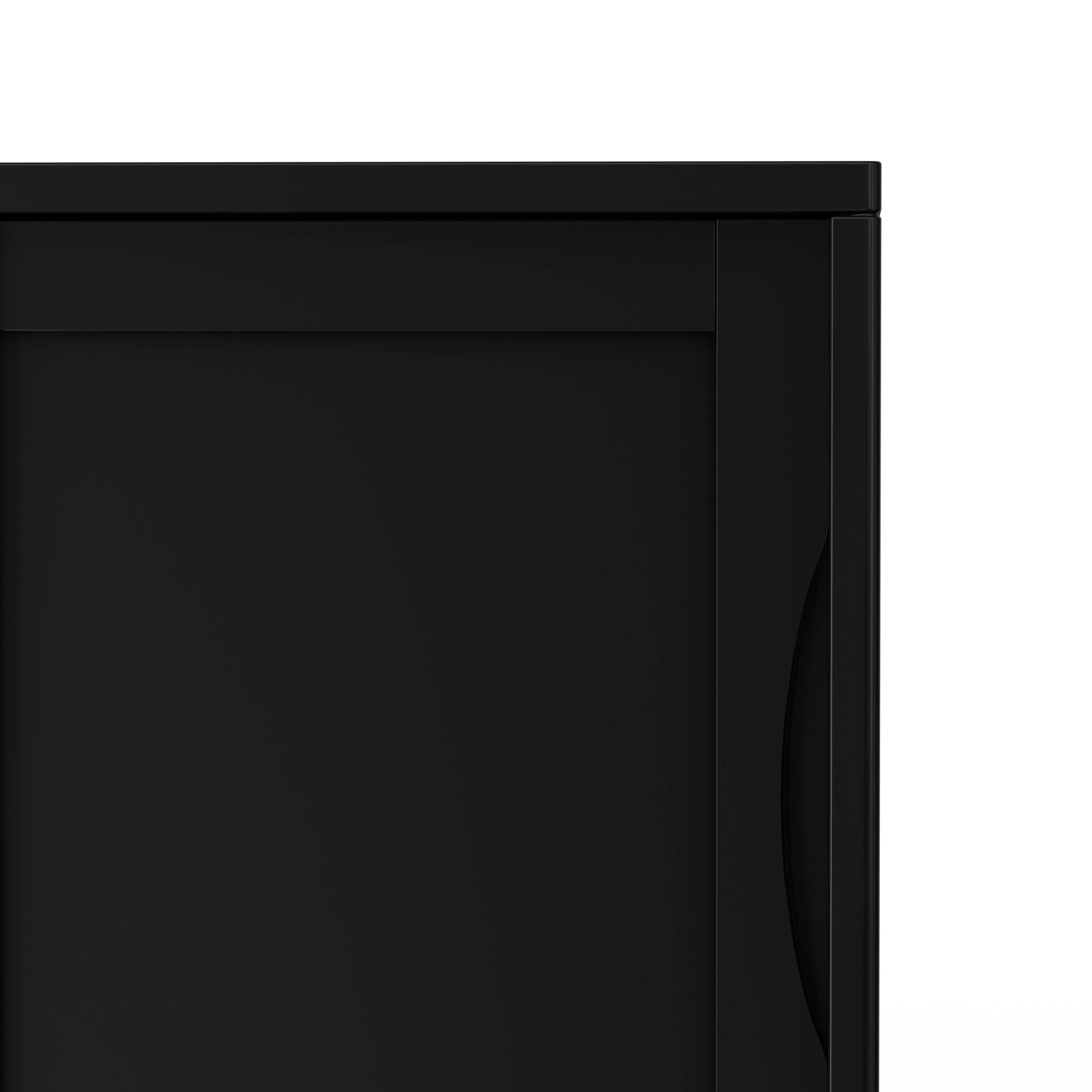 Alt View 7. Simpli Home - Simpli Home Harper 30 inch Wide Solid Hardwood Mid-Century Modern Low Storage Cabinet in Black - Black.