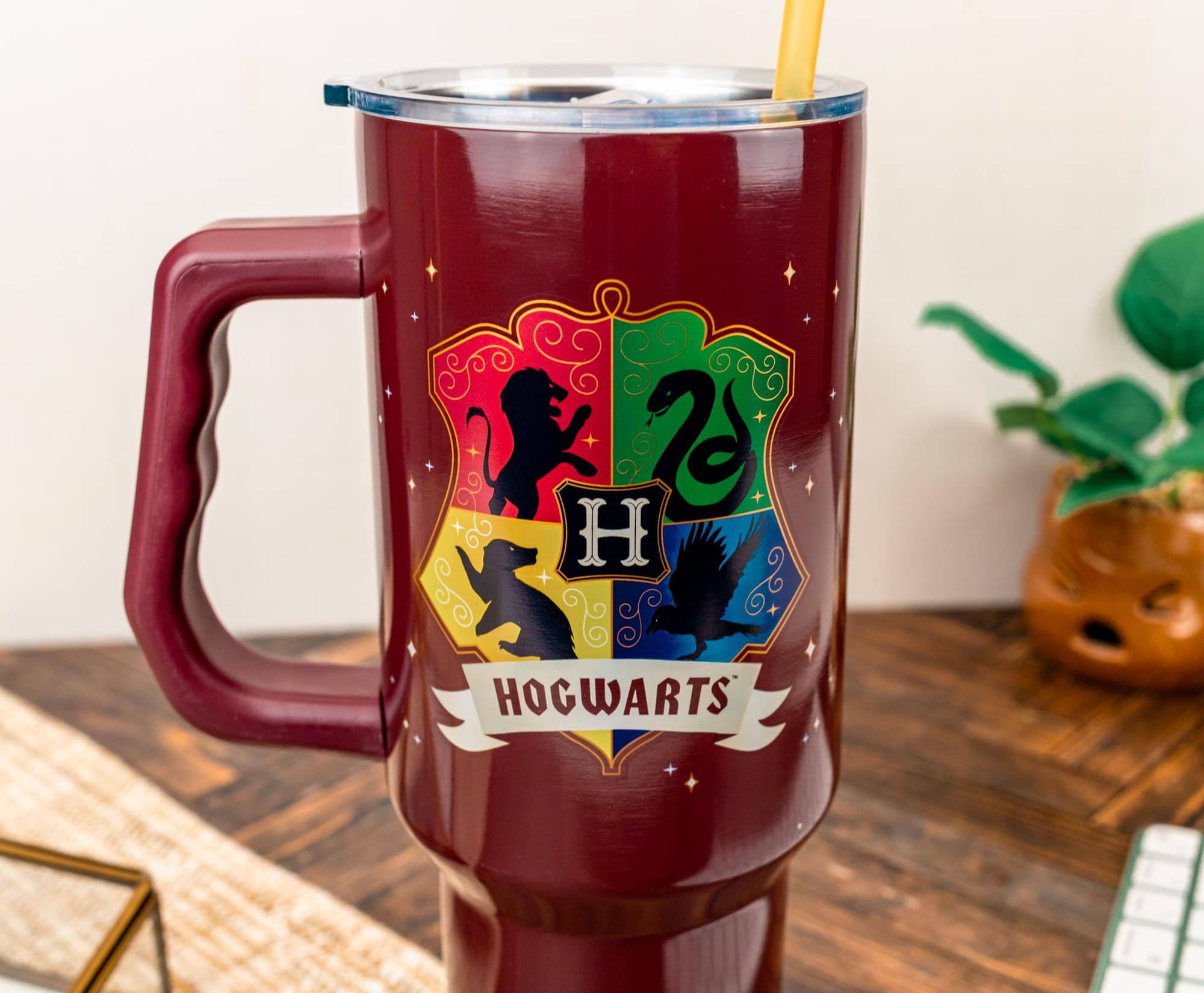 Alt View 5. Silver Buffalo - Harry Potter Hogwarts 40-Ounce Stainless Steel Tumbler With Handle - Multi-Colored.