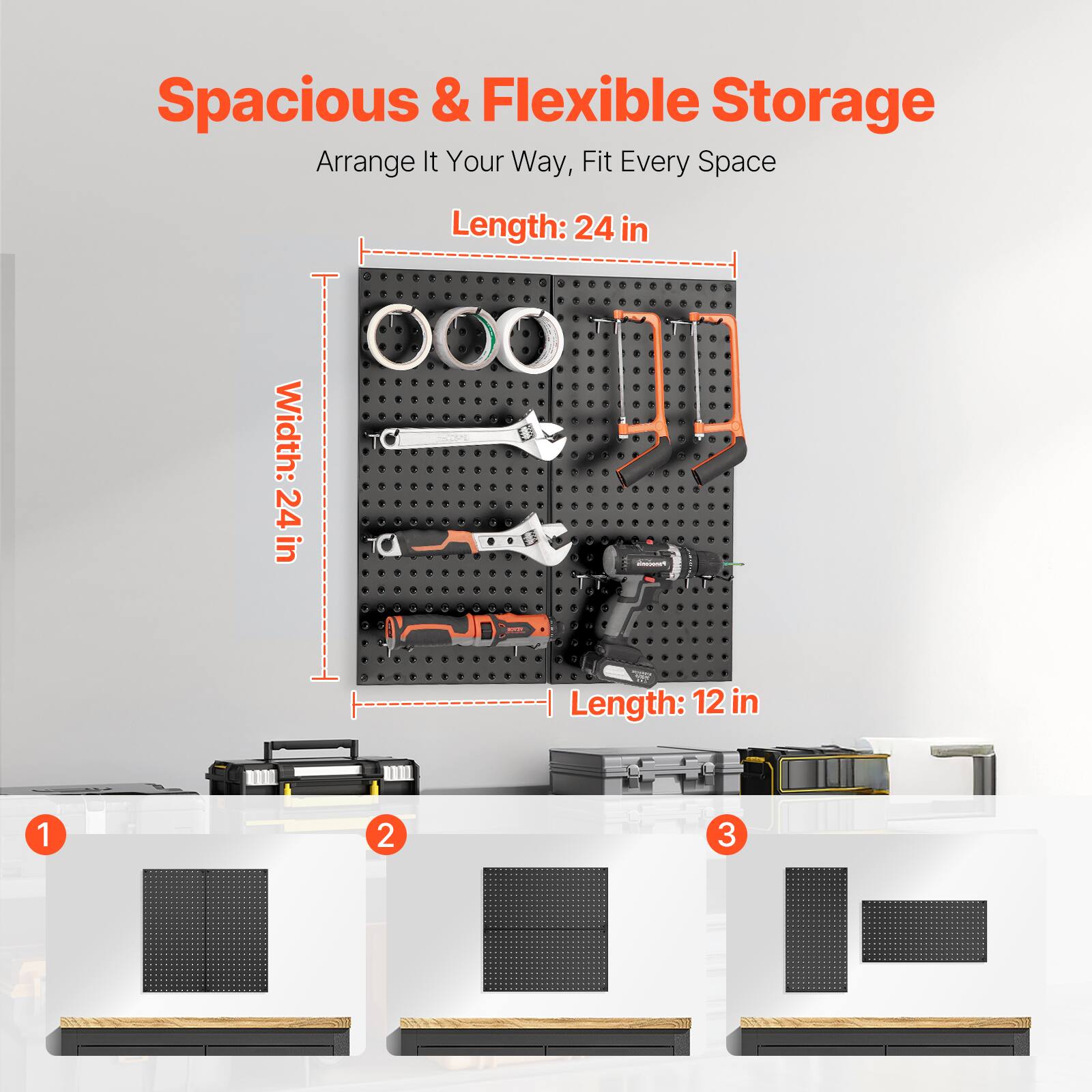 Spacious & Flexible Storage  
Arrange It Your Way, Fit Every Space  

Length: 24 in  
Width: 24 in  

Length: 12 in