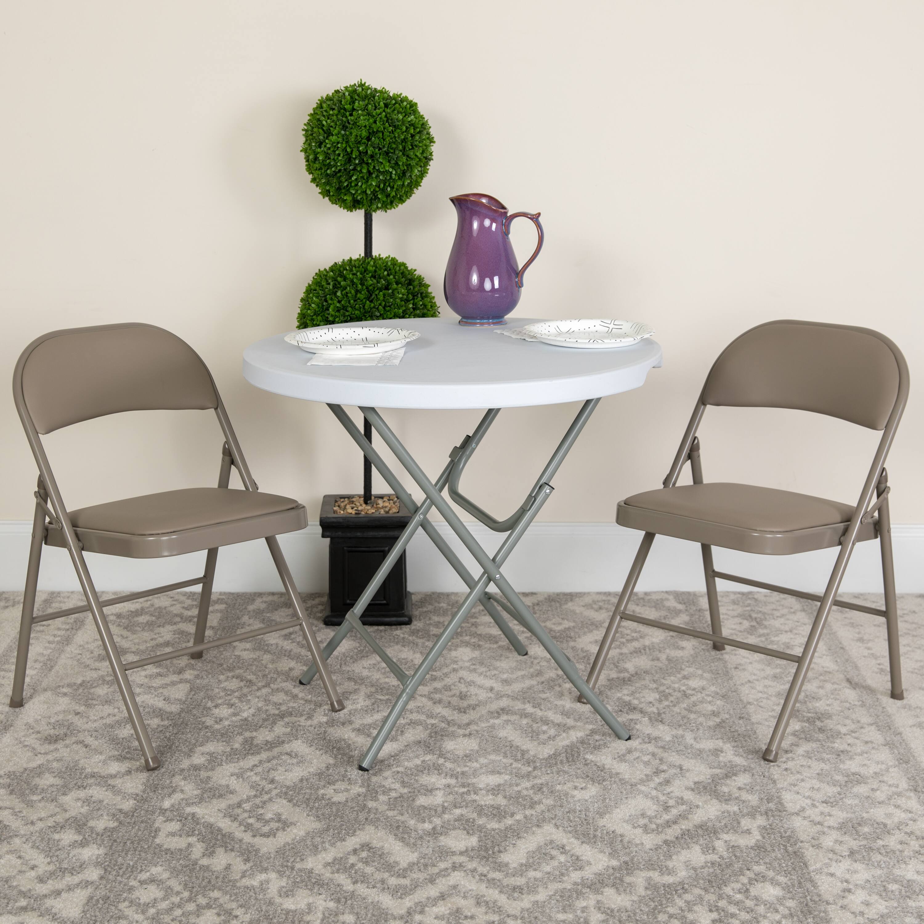 Alt View 2. Emma + Oliver - 2 Pack Home & Office Portable Vinyl Folding Metal Event Chair - Gray.