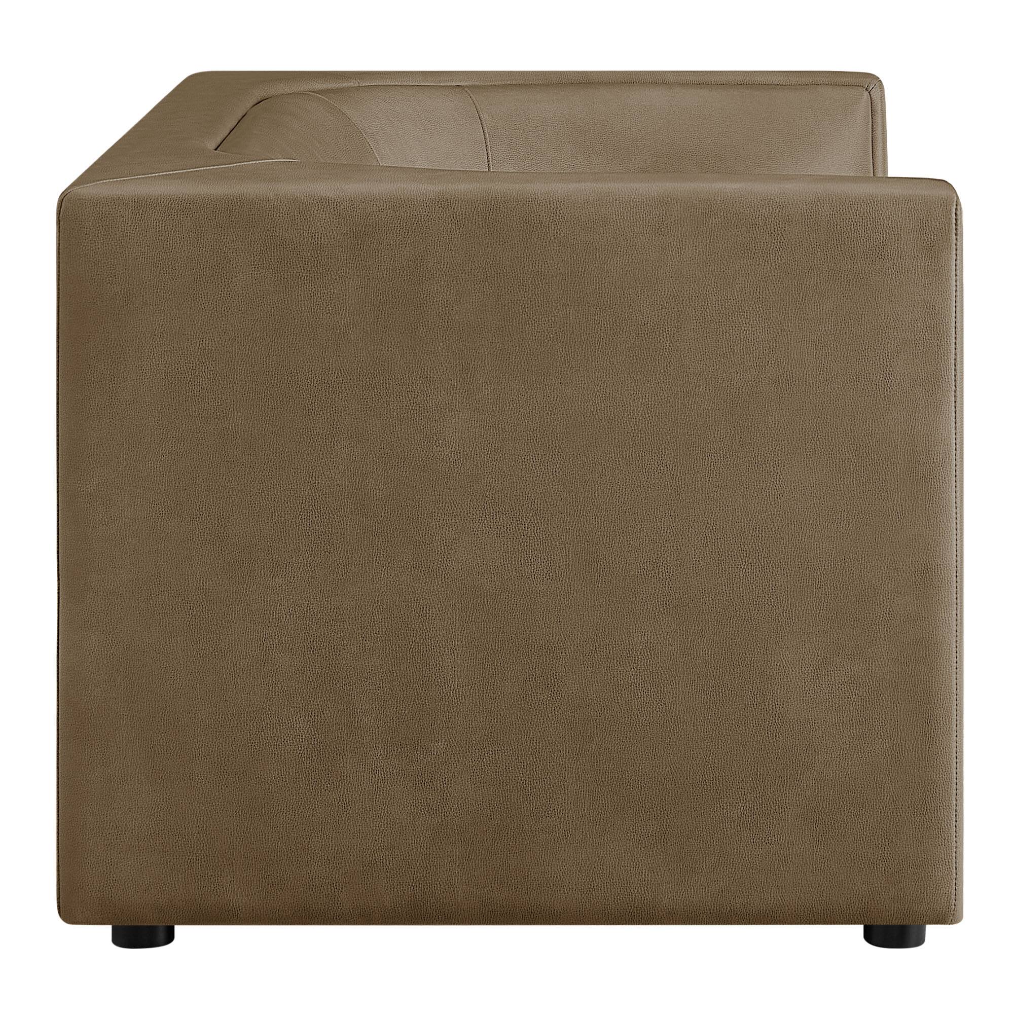 Back. Modway - Hilda 67" Curved Back Vegan Leather Loveseat by Modway - Mushroom.