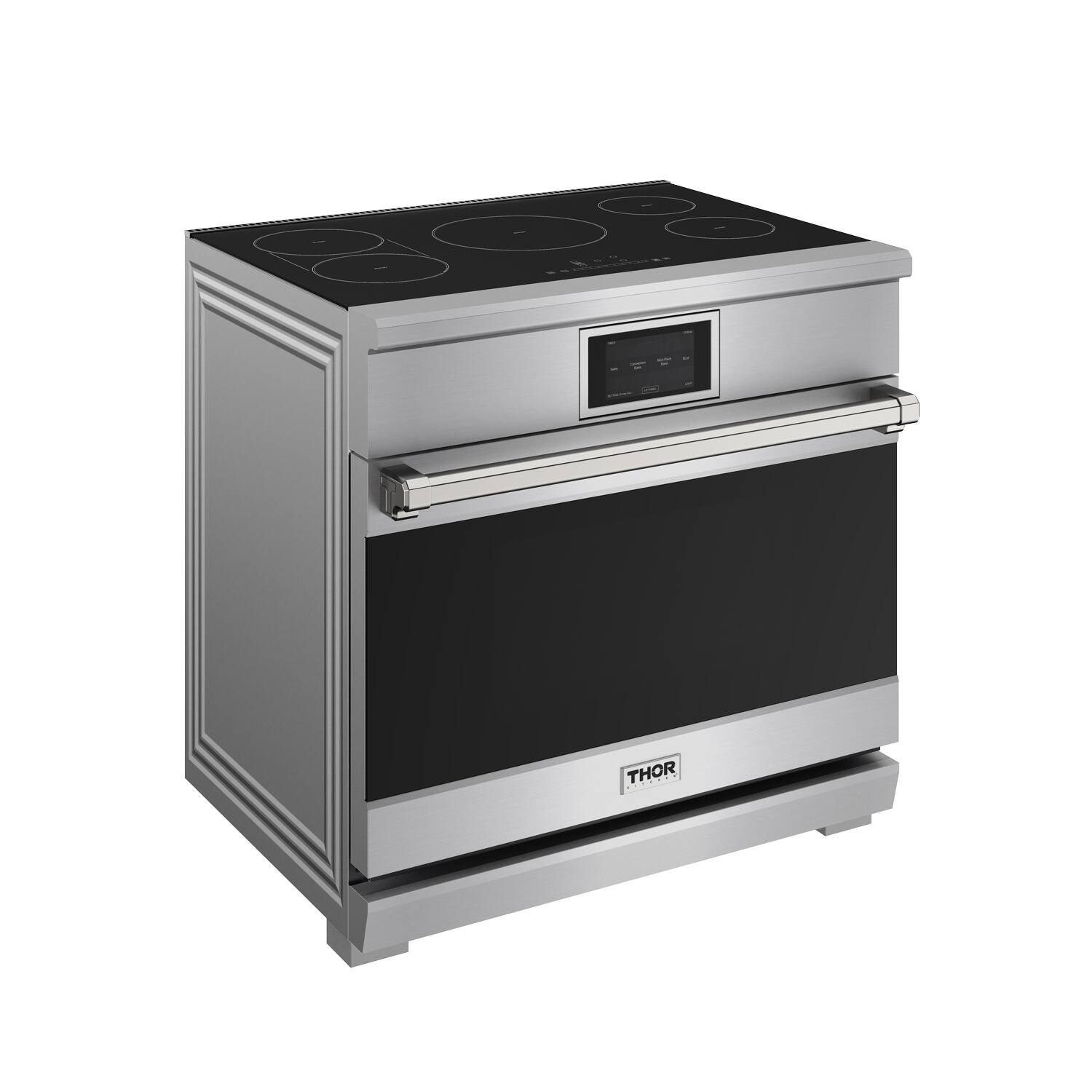 Angle. Thor Kitchen - 6 Cu Ft. Freestanding Induction Range with Air Fry - Stainless steel.