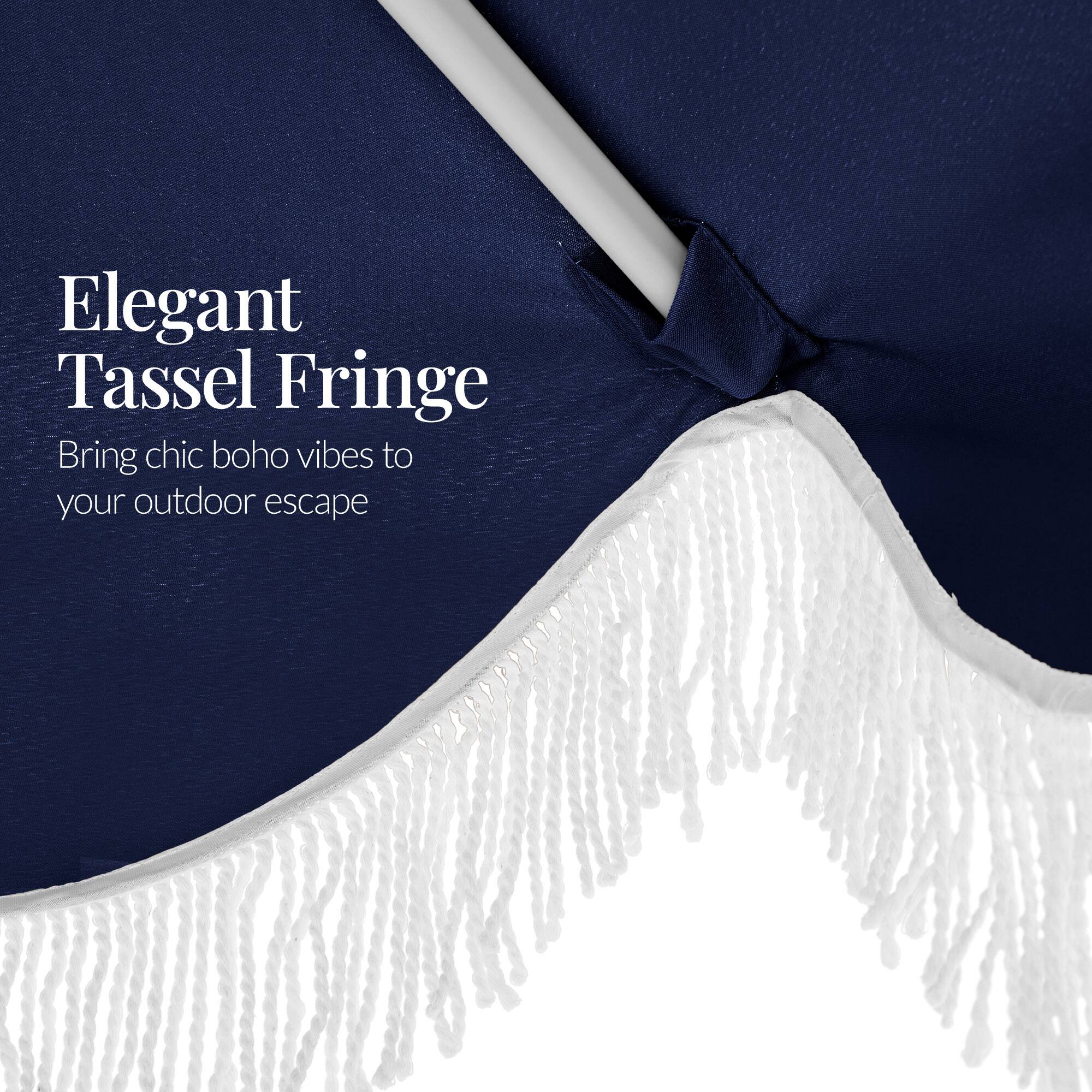 Elegant Tassel Fringe  
Bring chic boho vibes to your outdoor escape