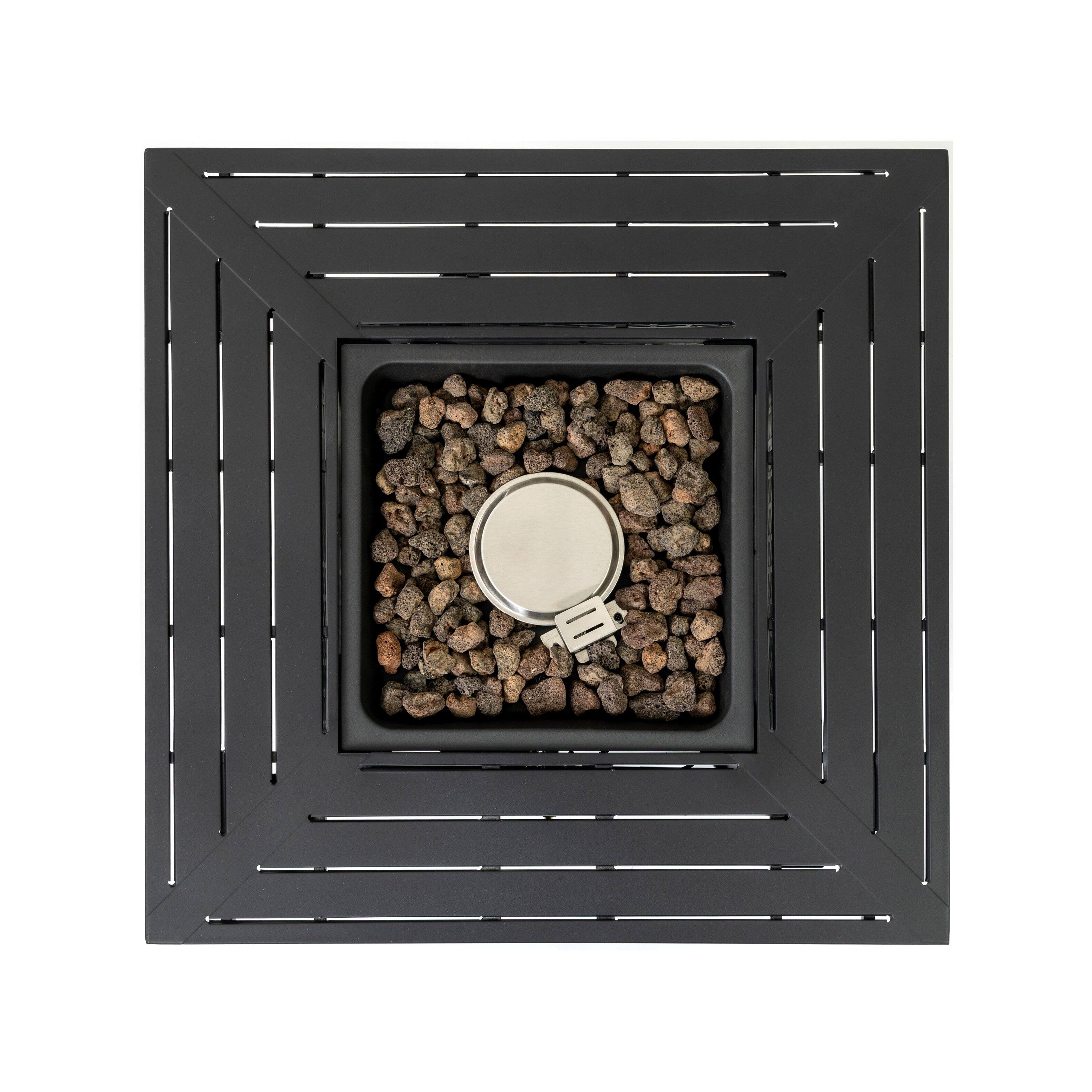 Alt View 4. COWLOWN - 28in Iron Square Propane Fire Pit Table Black Finish Durable Outdoor Design for Patio Deck Garden or Backyard Use.