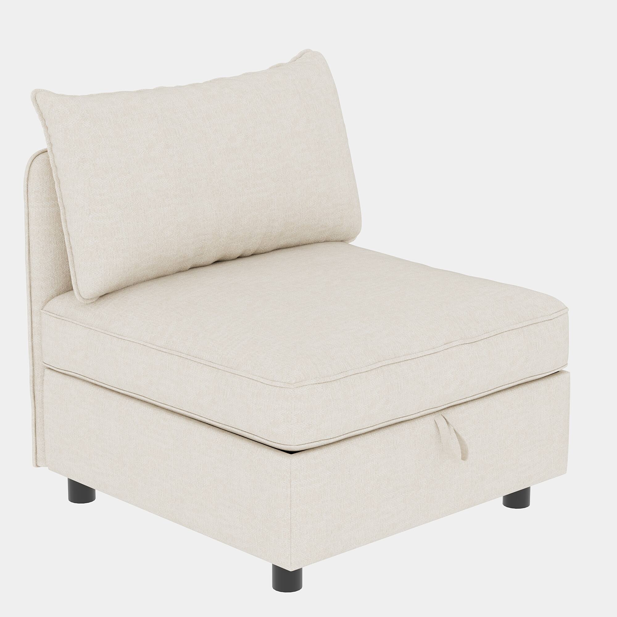 Alt View 2. TinyHomie - 2 PCS Armless Modular Sectional Sofa Seat with Storage Convertible Sleeper - white.