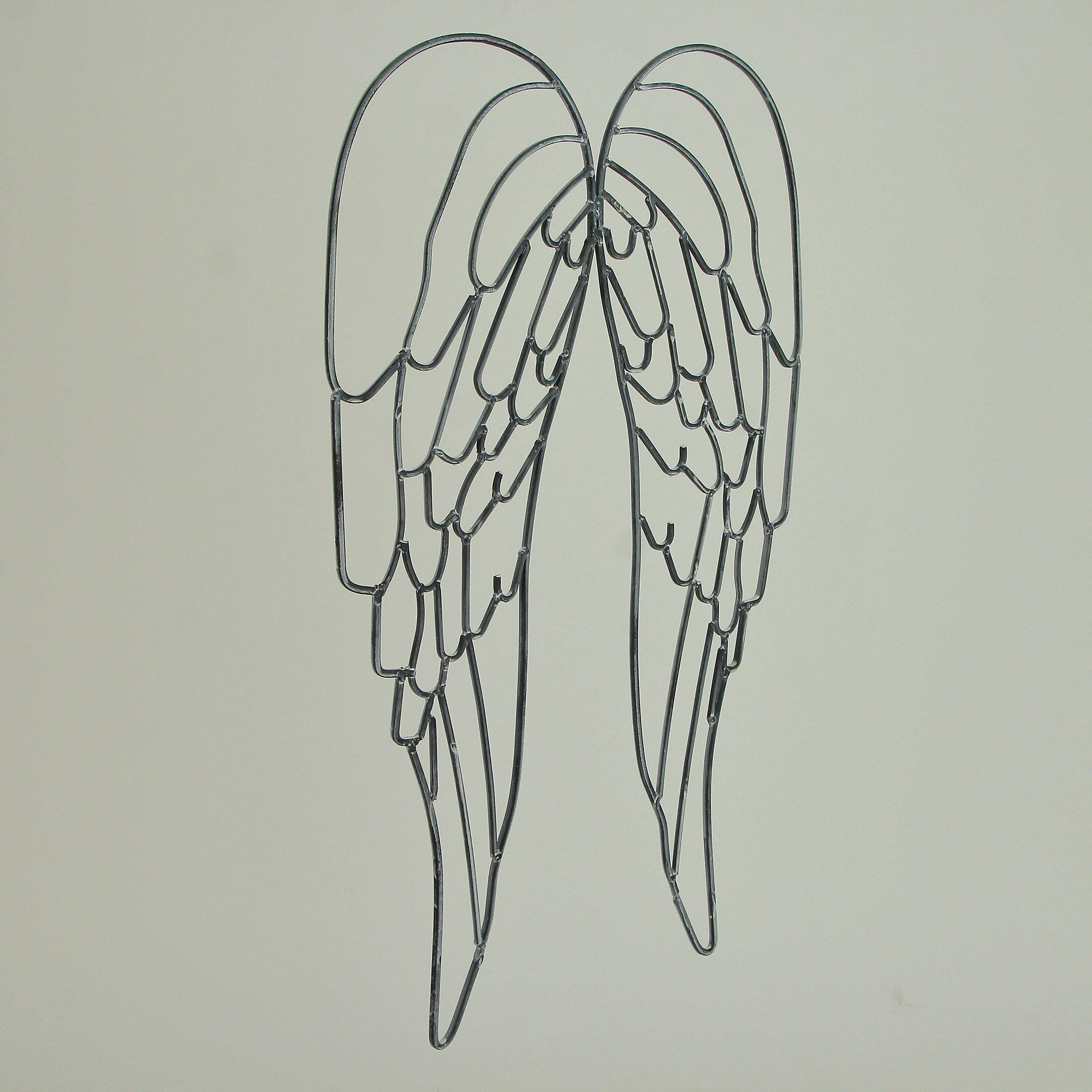 Alt View 7. Distinctive Designs - Metal Wire Art Angel Wings Wall Sculpture 25 inch - Gray.