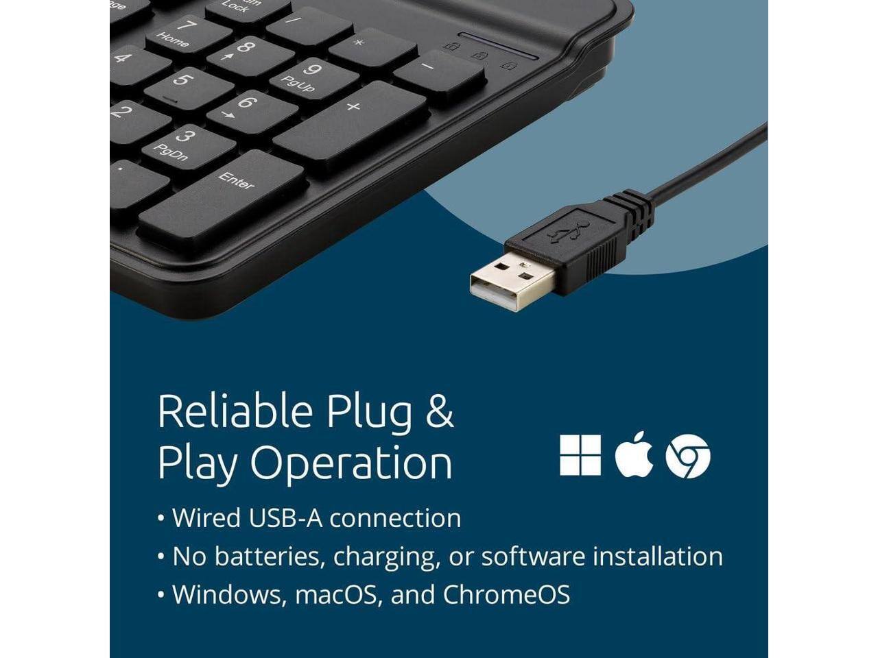 200 1 Home 4 5 2 3 PgDn Lock / f 8 9 PgUp 6 A Enter * + - Reliable Plug & Play Operation Wired USB-A connection No batteries, charging, or software installation Windows, macOS, and ChromeOS