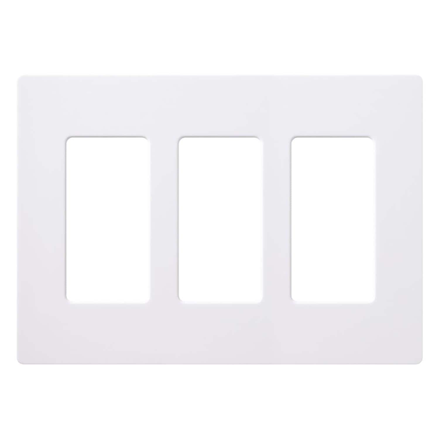 Lutron - Claro 3 gang Plastic Decorator Wall Plate 1 pk - White