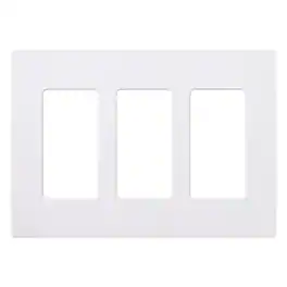 Lutron - Claro 3 gang Plastic Decorator Wall Plate 1 pk - White