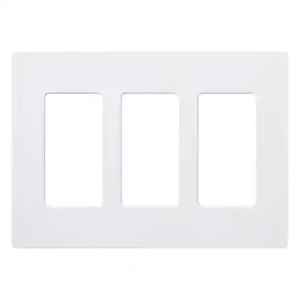Front. Lutron - Lutron Claro White 3 gang Plastic Decorator Wall Plate 1 pk - White.