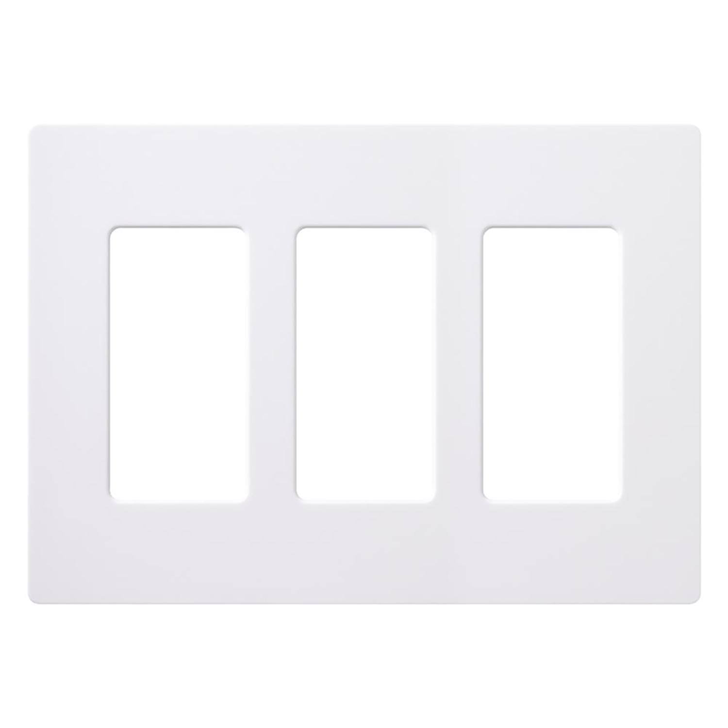 Front. Lutron - Lutron Claro White 3 gang Plastic Decorator Wall Plate 1 pk - White.