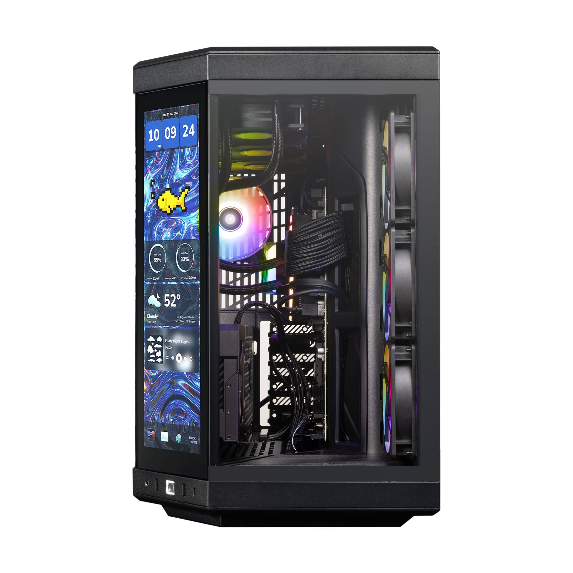 Back. iBUYPOWER - Y70TI Gaming Desktop - AMD Ryzen 7 9800X3D, NVIDIA GeForce RTX 5080 16GB, 32GB DDR5 RGB RAM, 2TB NVMe SSD _Y70TIBA7N5801 - Black.