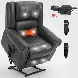 Ropilly - Dual Motor Lift Chair, Heavy Duty Recliner 350 LBS, Faux Leather Power Lift Recliner Chair with USB, Grey - Gray