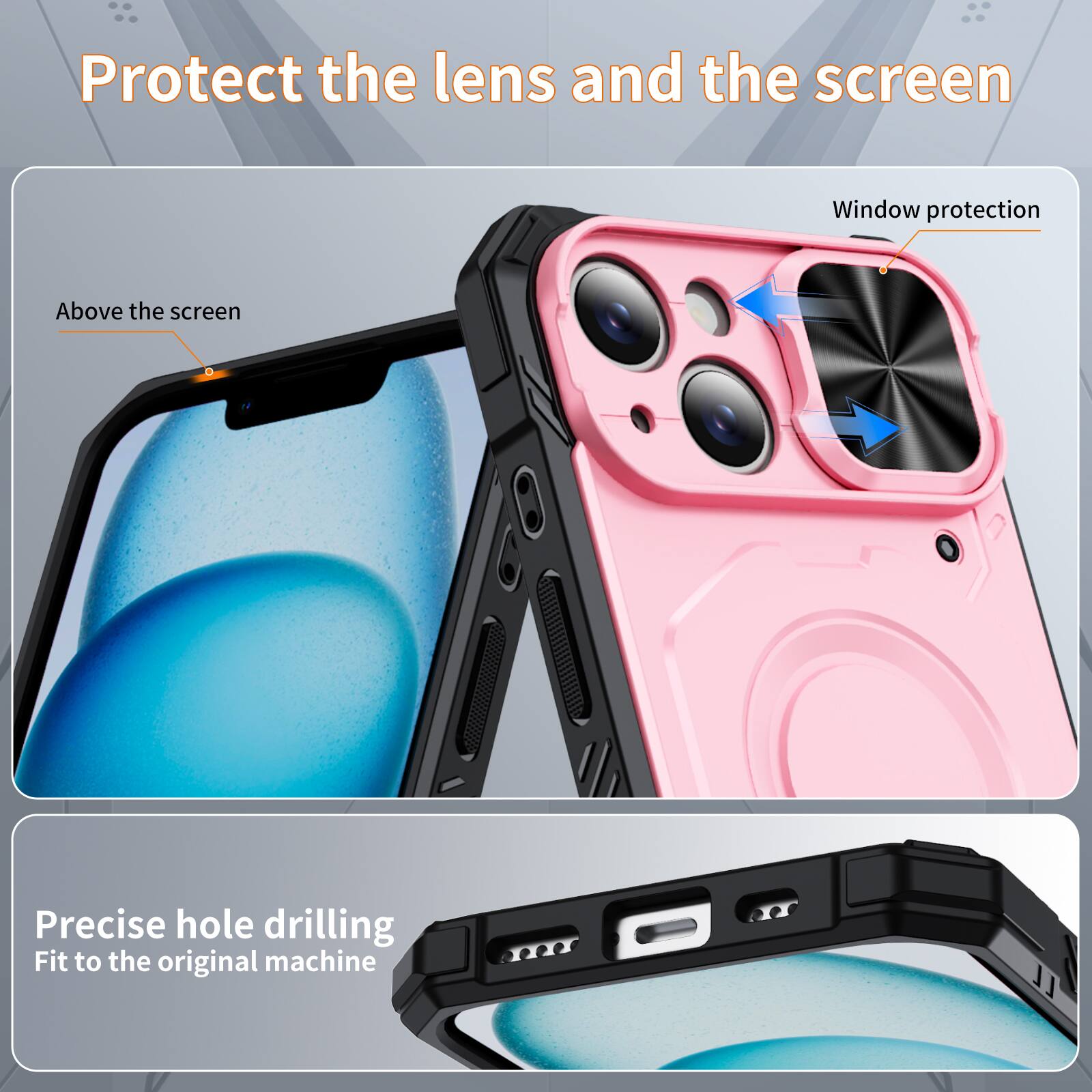 Protect the lens and the screen

Window protection

Above the screen

Precise hole drilling

Fit to the original machine