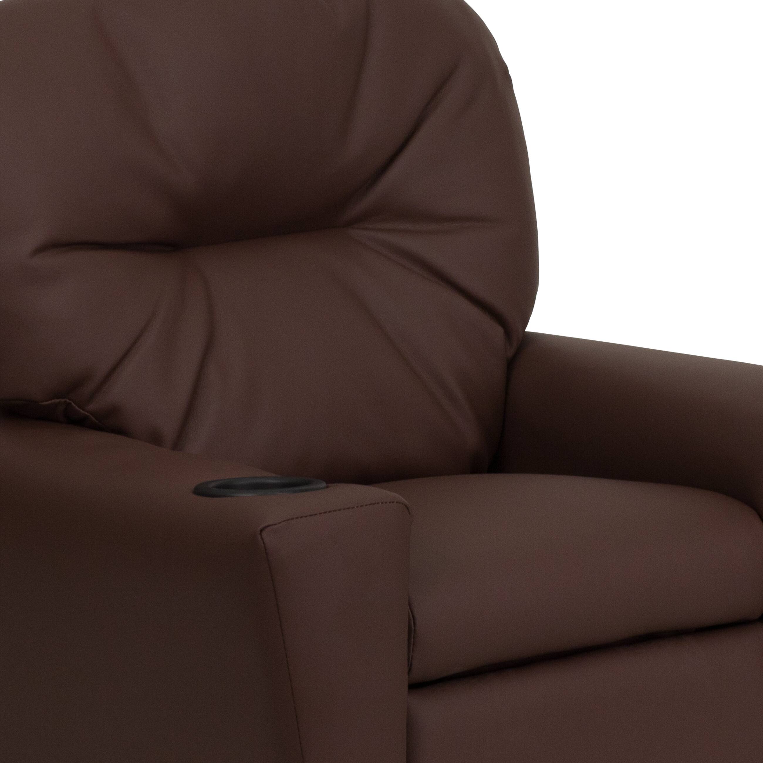 Alt View 8. Emma + Oliver - Contemporary Kids Recliner with Cup Holder - Brown LeatherSoft.
