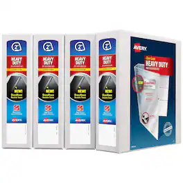 Avery - Heavy Duty 2" 3-Ring View Binder, Slant Ring, 4/Pack (79790) - White