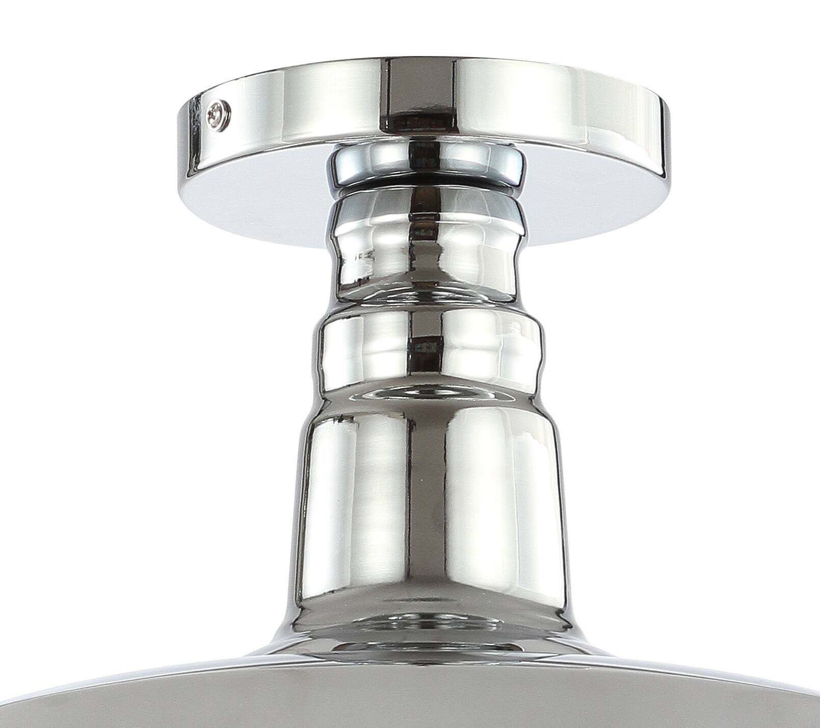 Alt View 4. Jonathan Y - Camila 14" 1-Light Classic Industrial Indoor/Outdoor Iron LED Semi-Flush Mount, Chrome - Chrome.