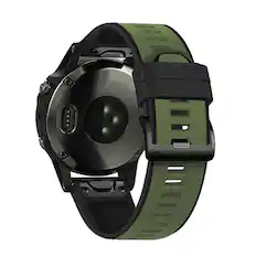 Front. StrapsCo - ColorBlock Endurance Strap QuickFit 26 Silicone Rubber Watch Band For Garmin Tactix 8 – 51mm - Black & Army Green.