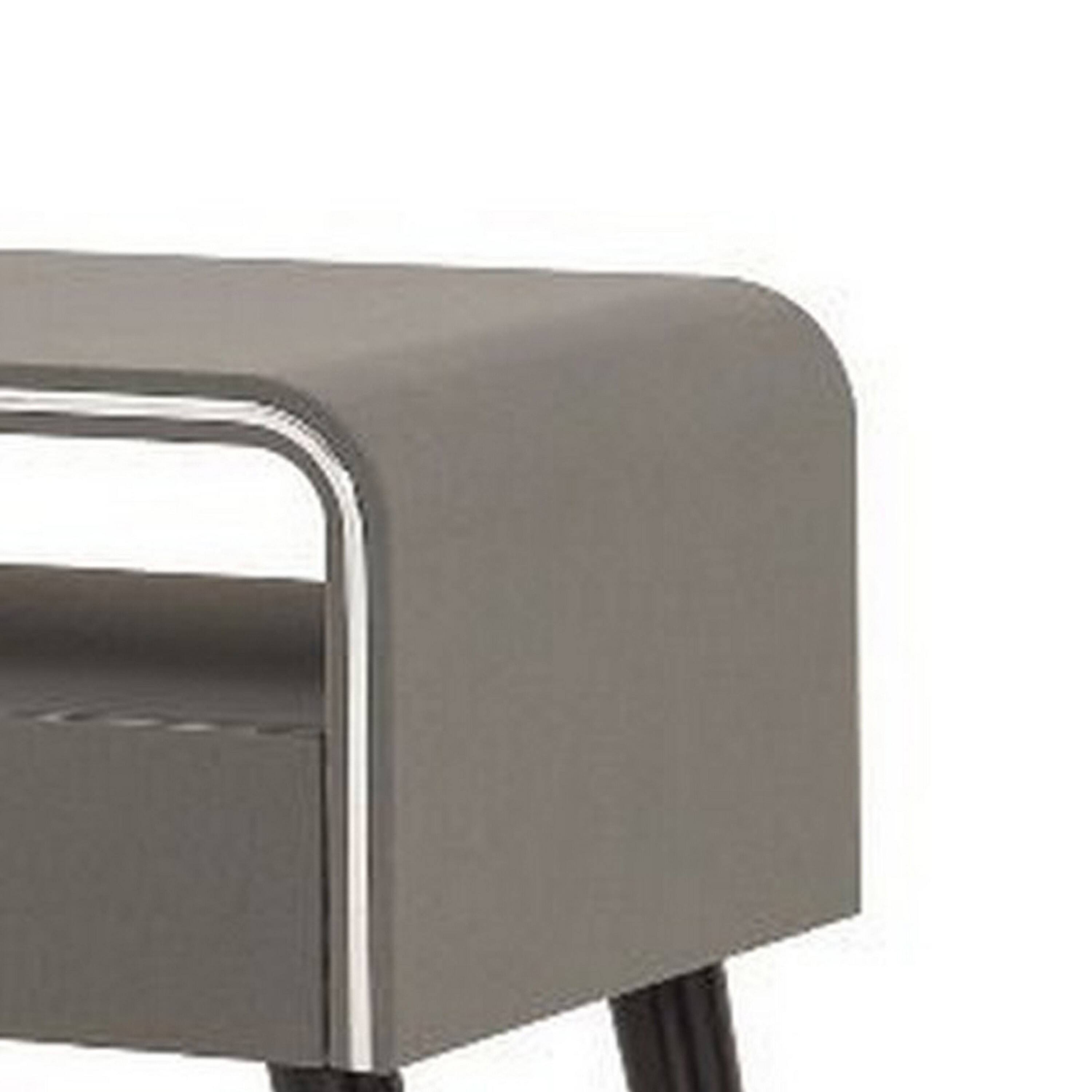 Manhattan Lane Curved Edge 1 Drawer Nightstand with Chrome Trim Gray ...