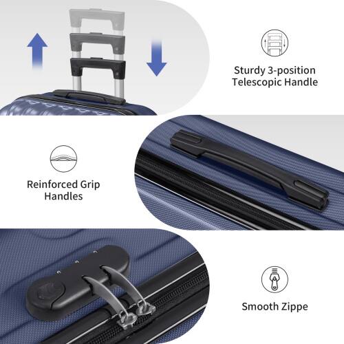 Sturdy 3-position Telescopic Handle  
Reinforced Grip Handles  
Smooth Zipper