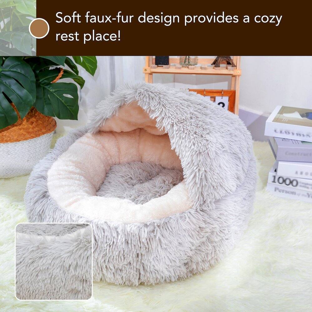 Soft faux-fur design provides a cozy rest place!