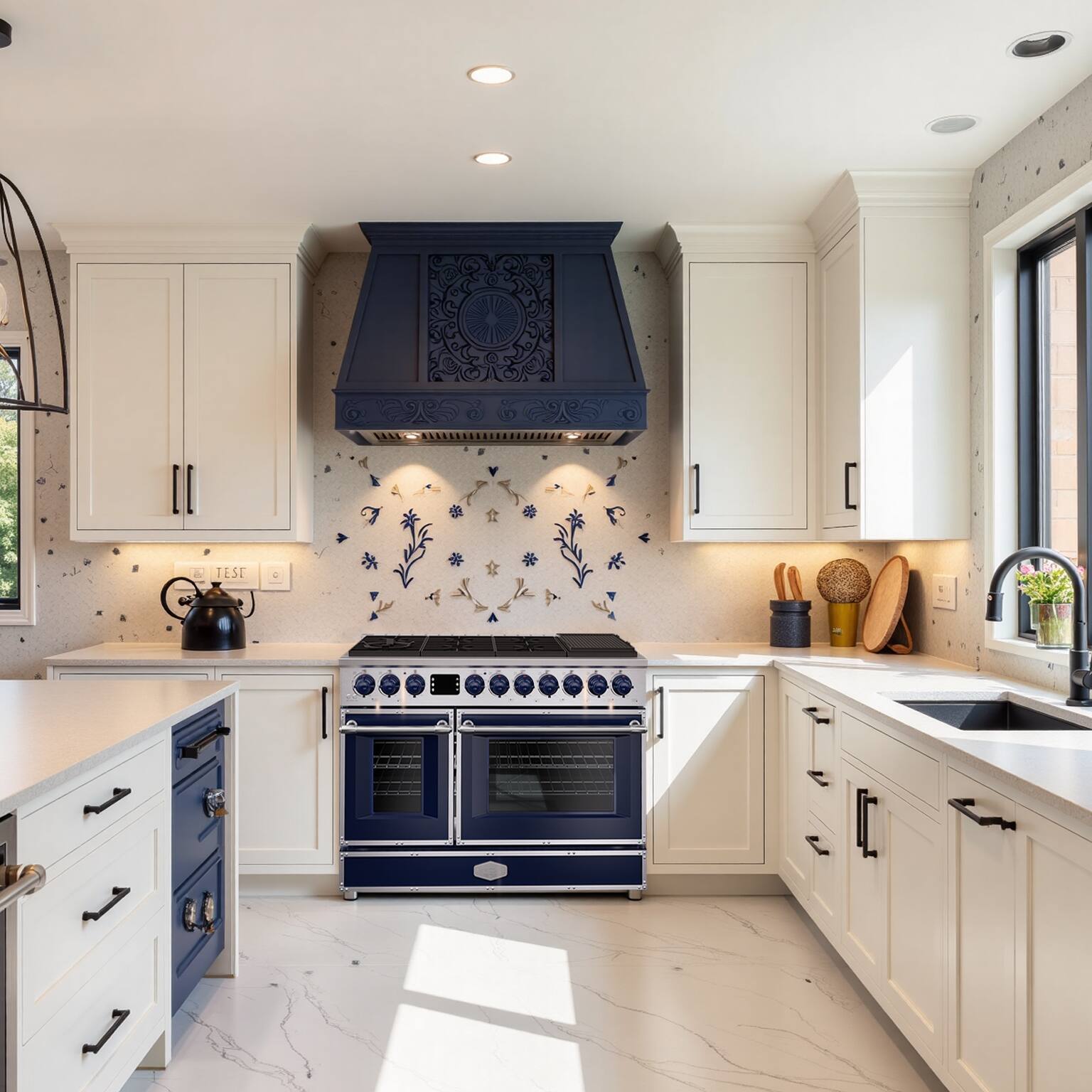 Alt View 8. Akicon - Akicon 6.7 Cu.ft Freestanding Gas Rapid Convection Range with 8 Sealed Burners and Cast Iron Grates in Cobalt Blue - Cobalt Blue.