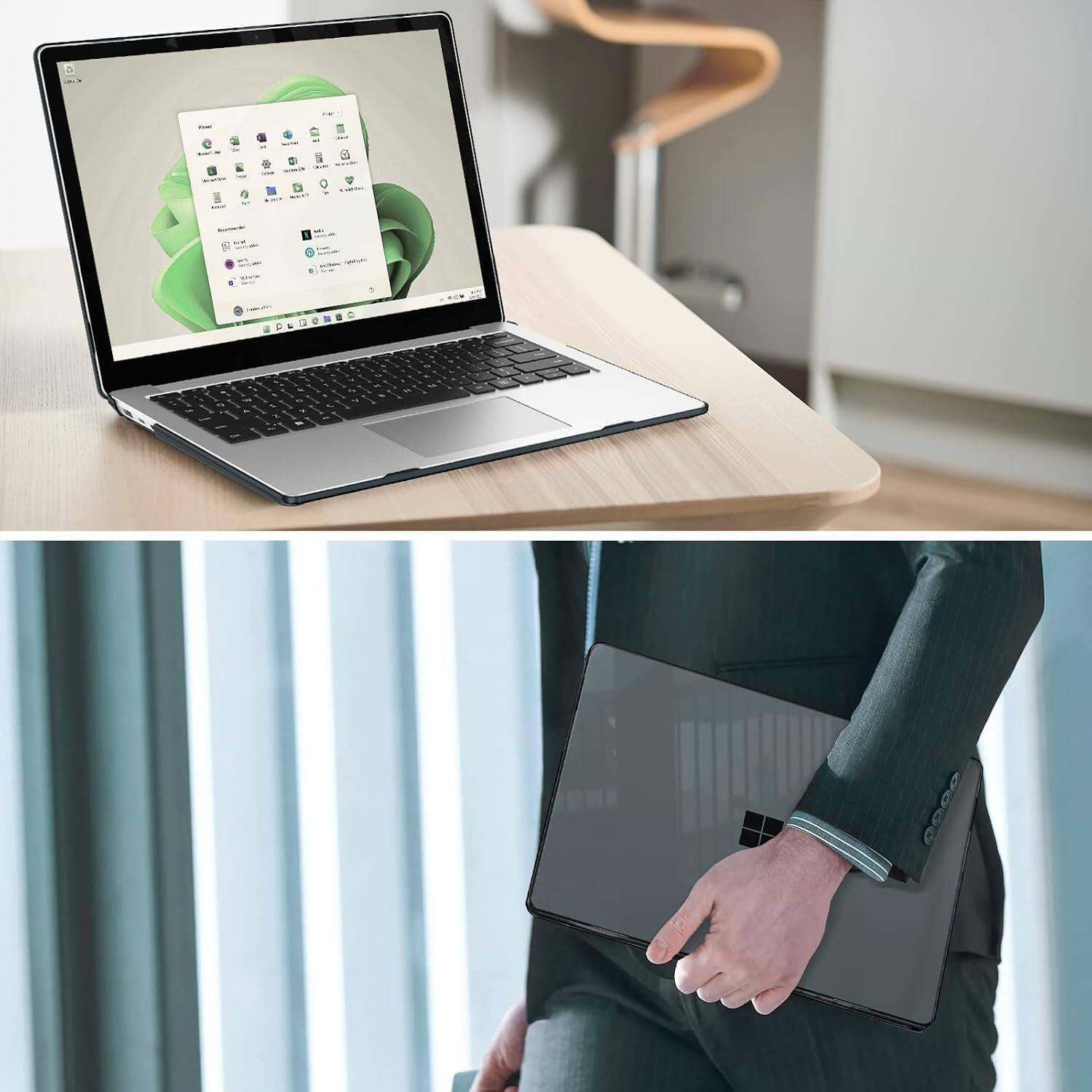 Alt View 4. Fintie - Case for 13.5 inch Microsoft Surface Laptop 5/4/3 with Metal Keyboard (Model: 1951/1868) Protective Hard Shell Cover - Crystal Black.