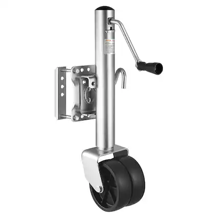 Front. VEVOR - Trailer Jack with Wheel, 1500 lbs Load Capacity, Heavy Duty Swivel Boat Trailer Jack with PP Single Wheel & Ergonomic - Black;Silver.