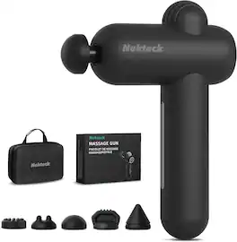 Nekteck - Deep Tissue Massage Gun - 12mm Amplitude, 30 Speeds, 5 Heads, USB-C Rechargeable, Quiet & Portable for Home Offi - Black