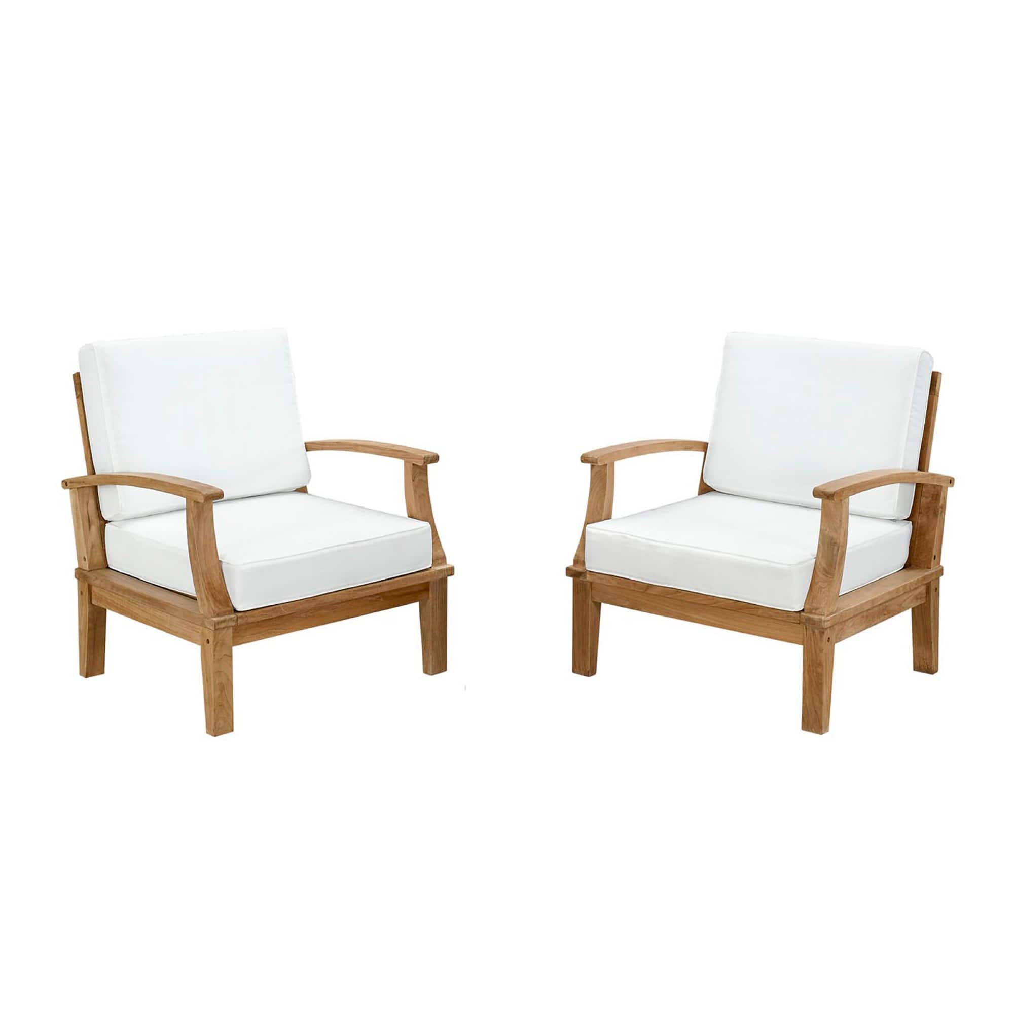 Marina 2 Piece Outdoor Patio Teak Set by Modway - Natural White