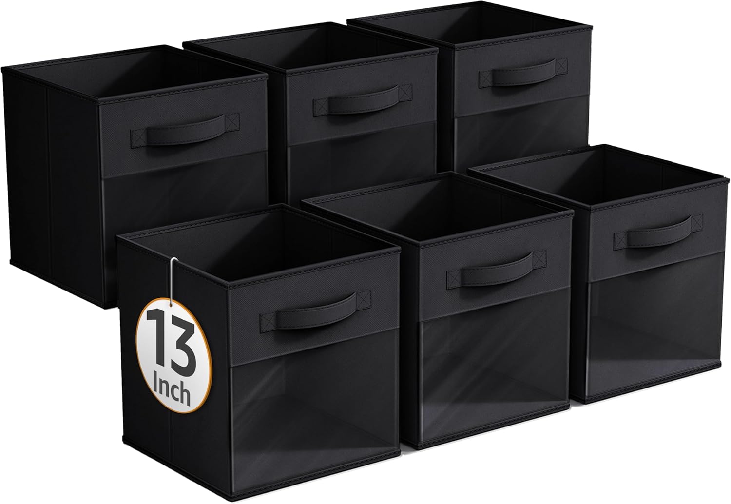 Left. Sorbus - Sorbus 13 Inch Storage Bins with Clear Window and Handle, 6 Foldable Baskets for Organizing Clothes,Toys, Books, Figures - Black.