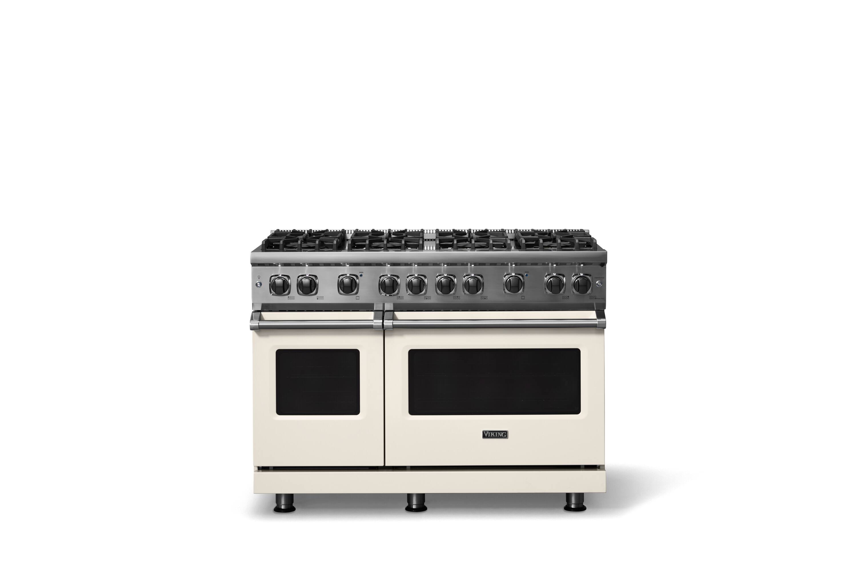 Alt View 1. Viking - 6.1 Cu. Ft. Professional 5 Series Freestanding Double Oven Liquid Propane Gas Convection 8 Burner Range - Pure White.