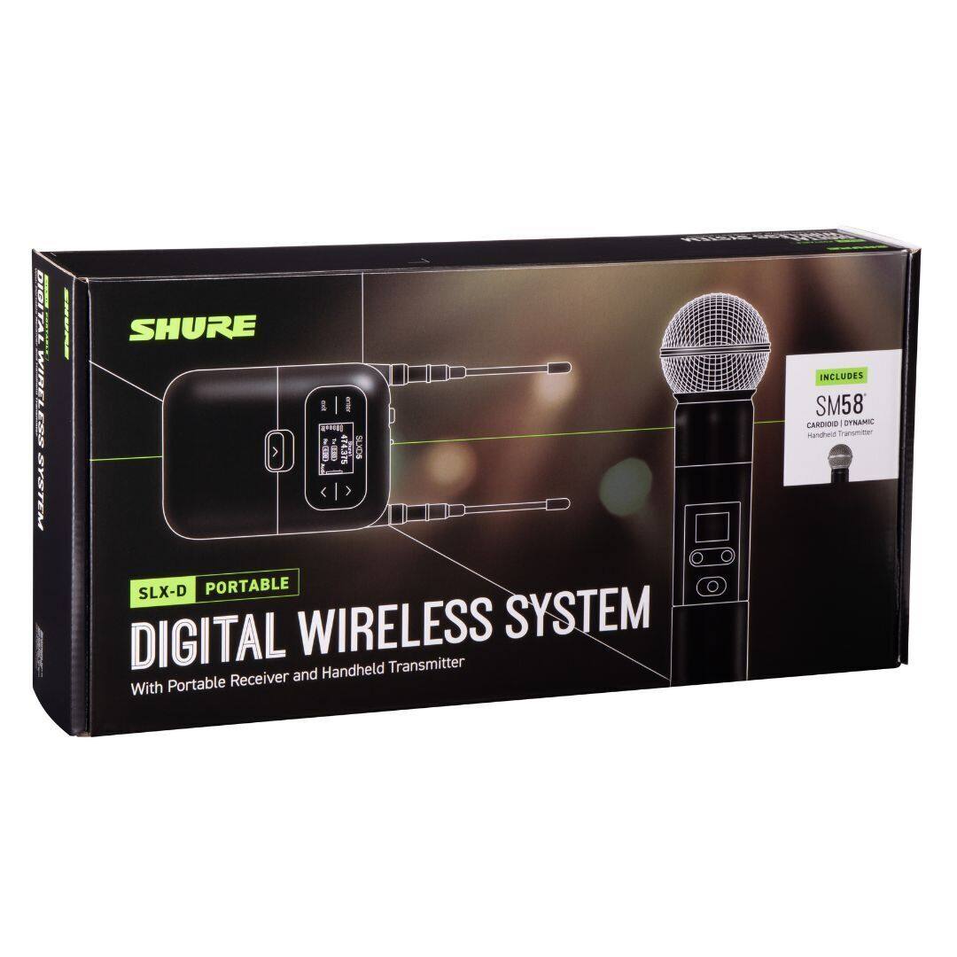 SHURE SLX-D PORTABLE DIGITAL WIRELESS SYSTEM - Includes SM58 Cardioid Dynamic Handheld Transmitter
