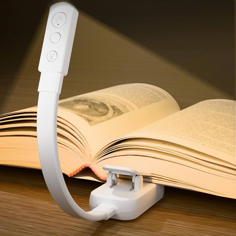Front. Schertz - Clip-On Book Light – 3 Color LED, Stepless Dimming, Battery Powered, White.