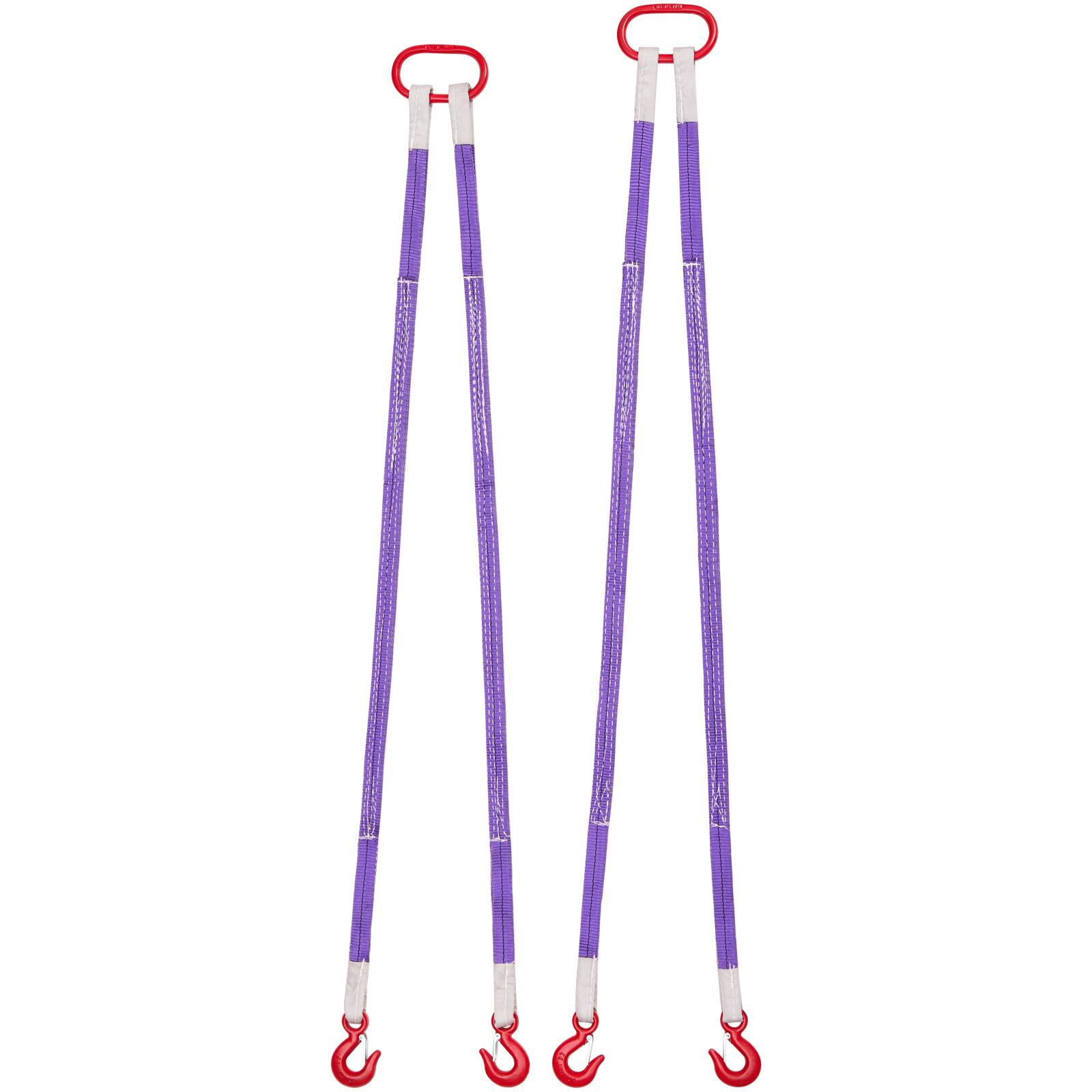 Alt View 5. VEVOR - Lifting Sling Straps, 2Pcs Two-Leg Polyester Bridle Sling with Hooks, 4400LB Capacity, 5Ft Heavy Duty Rigging Strap - Purple;Red.