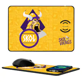 Keyscaper - Minnesota Vikings 2024 Illustrated Limited Edition Wireless Charger and Mouse Pad - Black