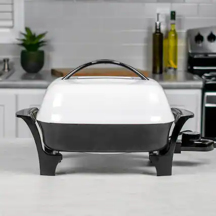 Front. Presto - 11" Non-Stick Electric Skillet - White.