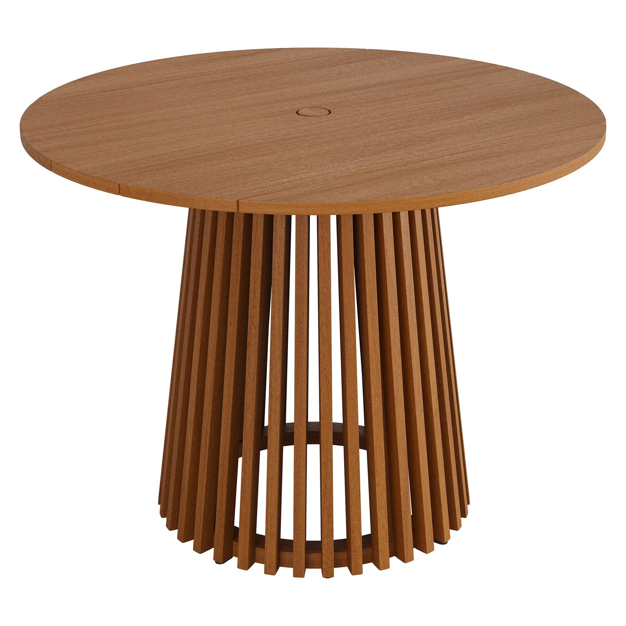 Angle. Modway - Lane 39 Inch Round Outdoor Teak Wood Dining Table by Modway - Natural.