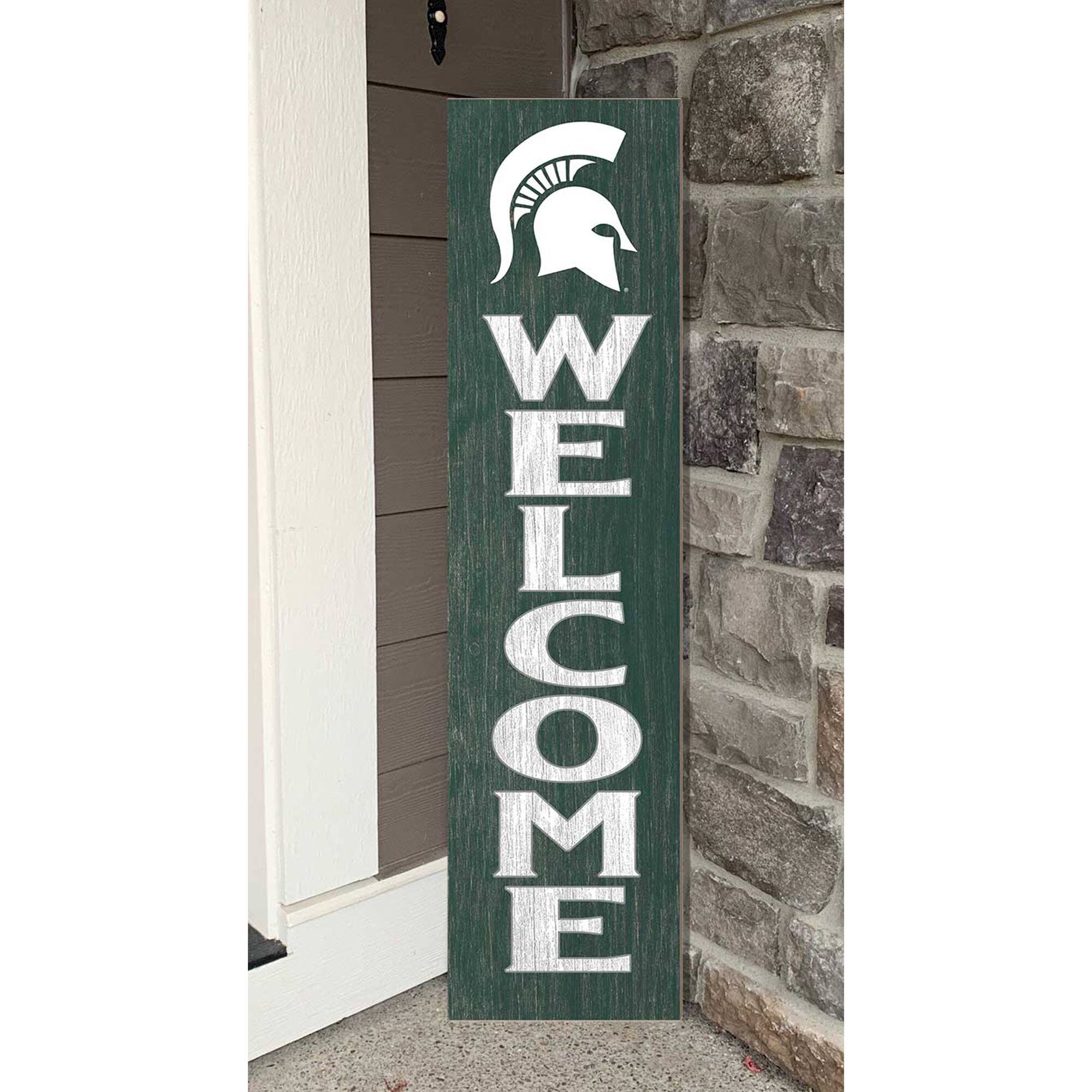 Alt View 1. Jardine - Michigan State Spartans 12'' x 48'' Welcome Outdoor Leaner - Green.