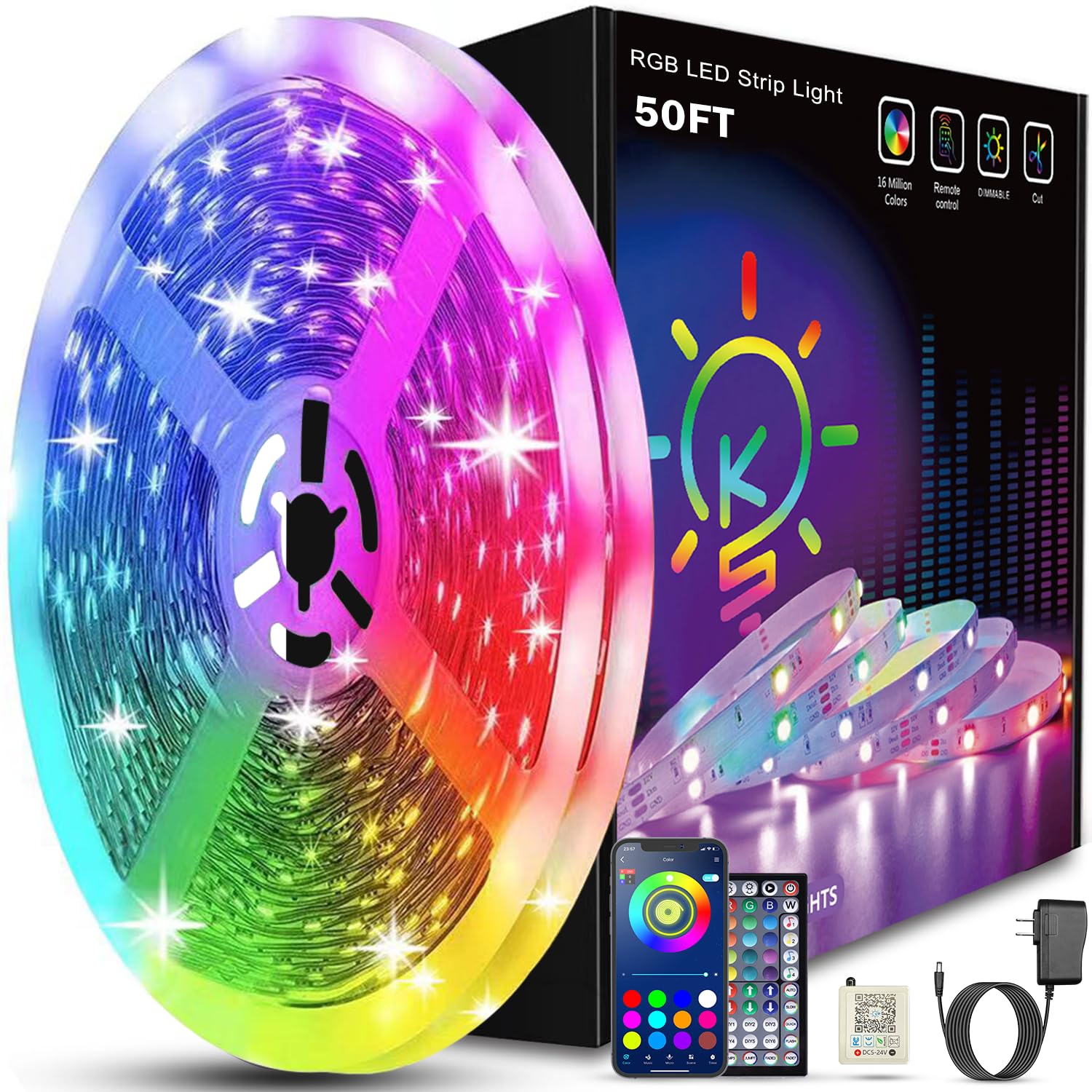 Stylel Star - LED Lights Music Sync Smart RGB Strip for Bedroom - Smart RGB LED Strip Lights with App Control & Music Sync